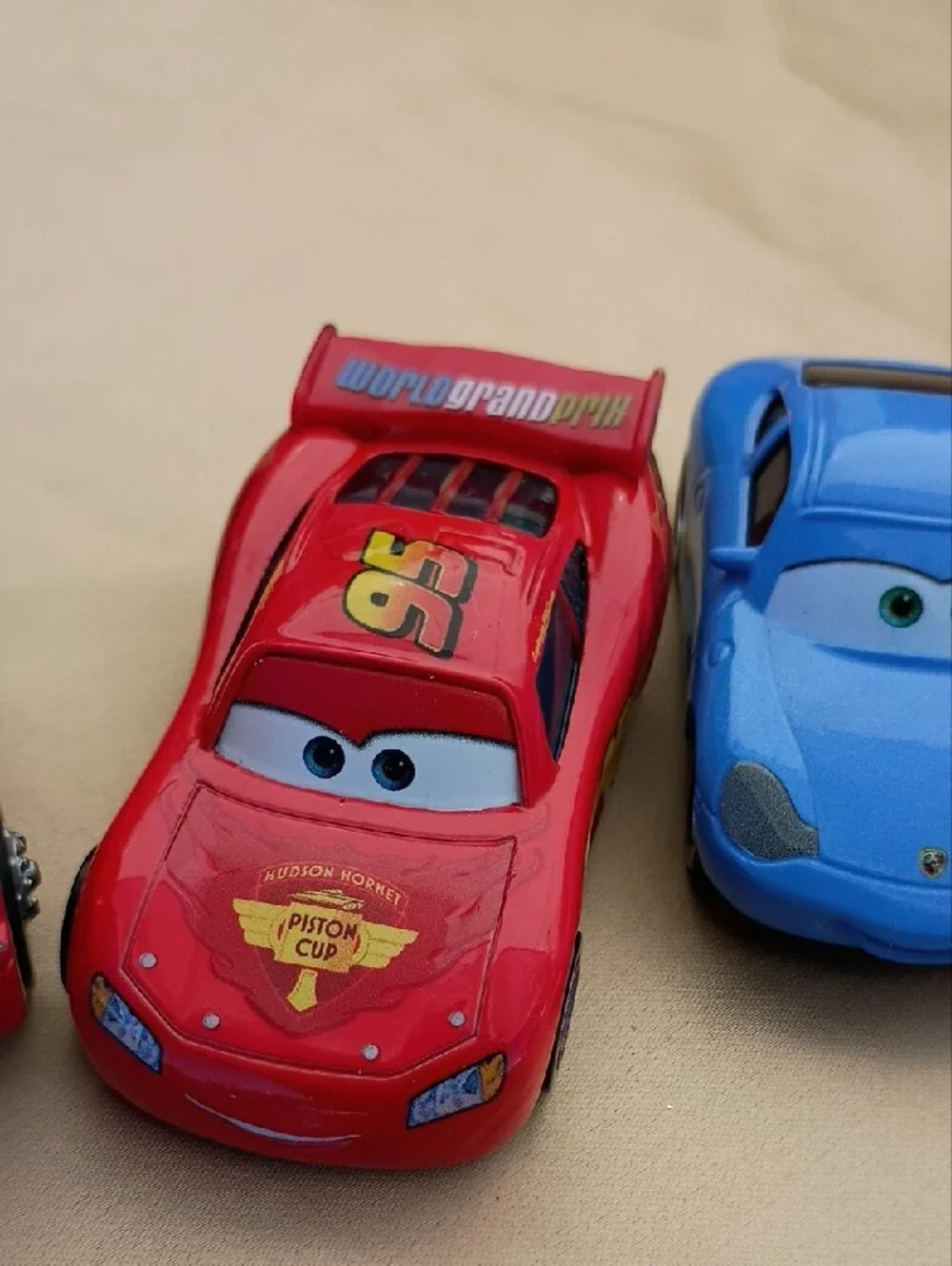 Disney Red Lightning McQueen & Blue Porsche Toy Cars